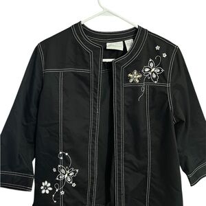 Alfred Dunner Black Floral Embroidered jacket
